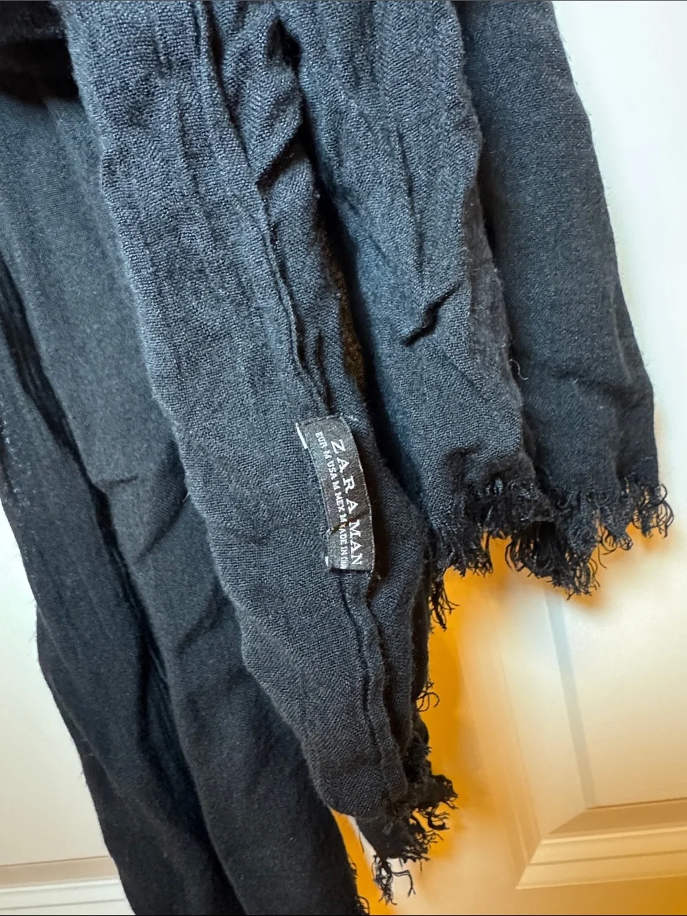 Zara Black Men's Fringed Scarf